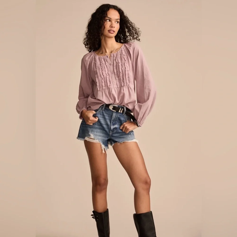 ***SOLD*** NWT Lucky Brand Ruffle Tuxedo Blouse - Picture 2 of 5